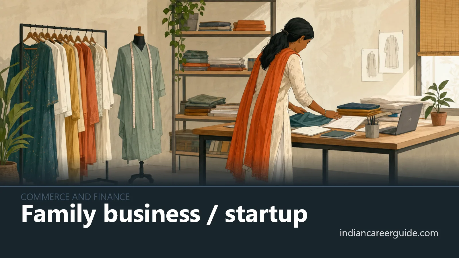 In a small Indian office, a family business owner meets staff around a table with stock records.