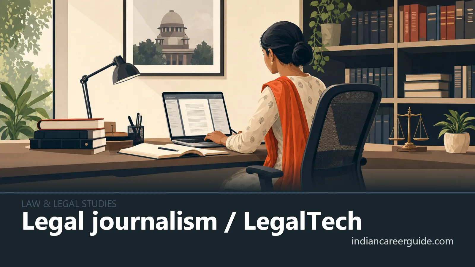 Inside an Indian newsroom, a LegalTech analyst tests a court-document search tool.