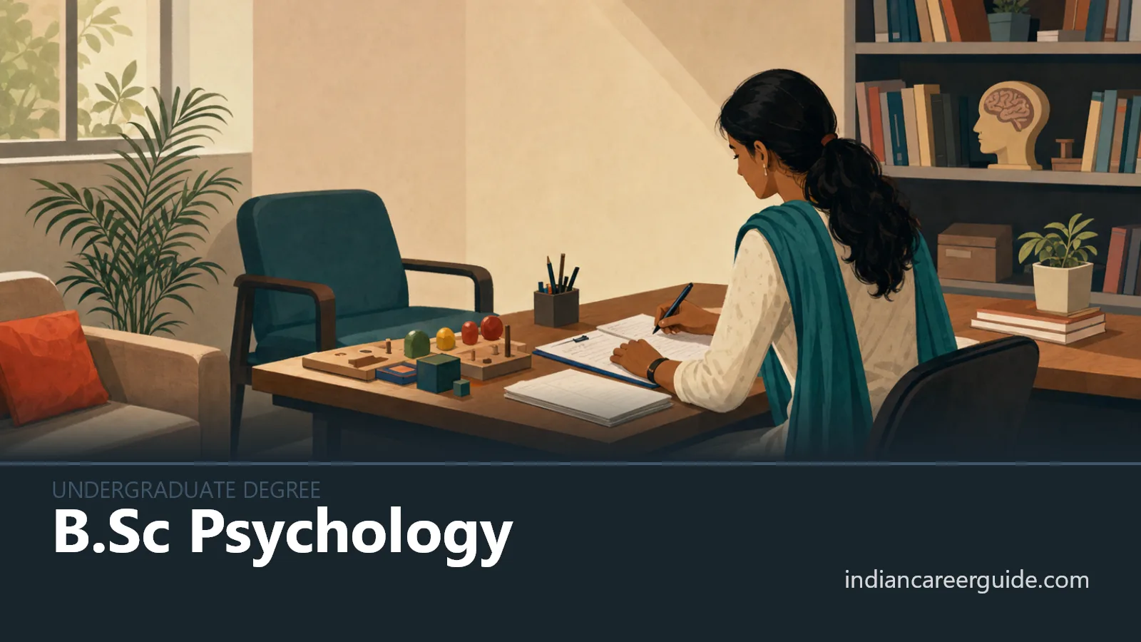 University psychology lab where a B.Sc Psychology student records questionnaire responses for a research study.