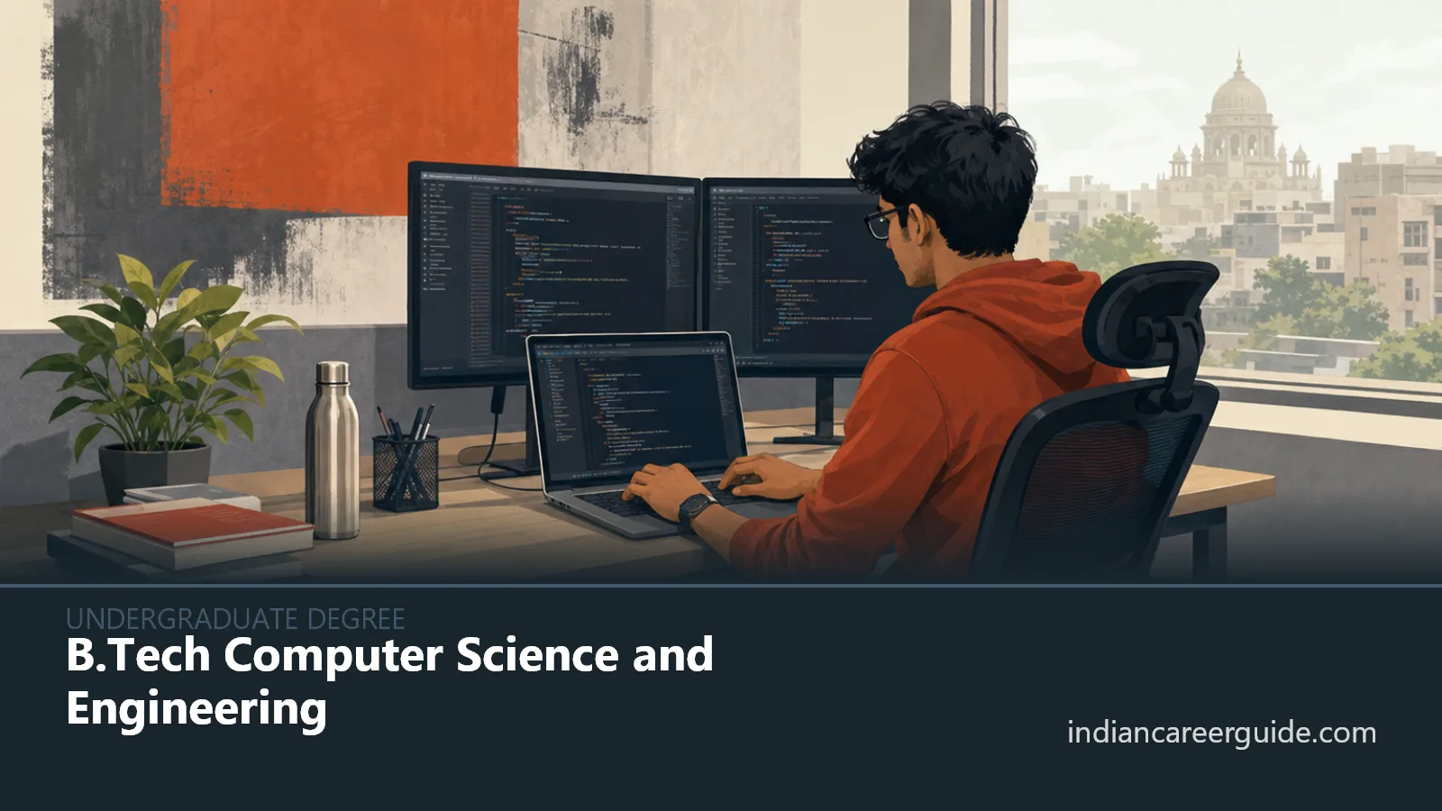 College computer lab where B.Tech Computer Science students test code on desktop computers.