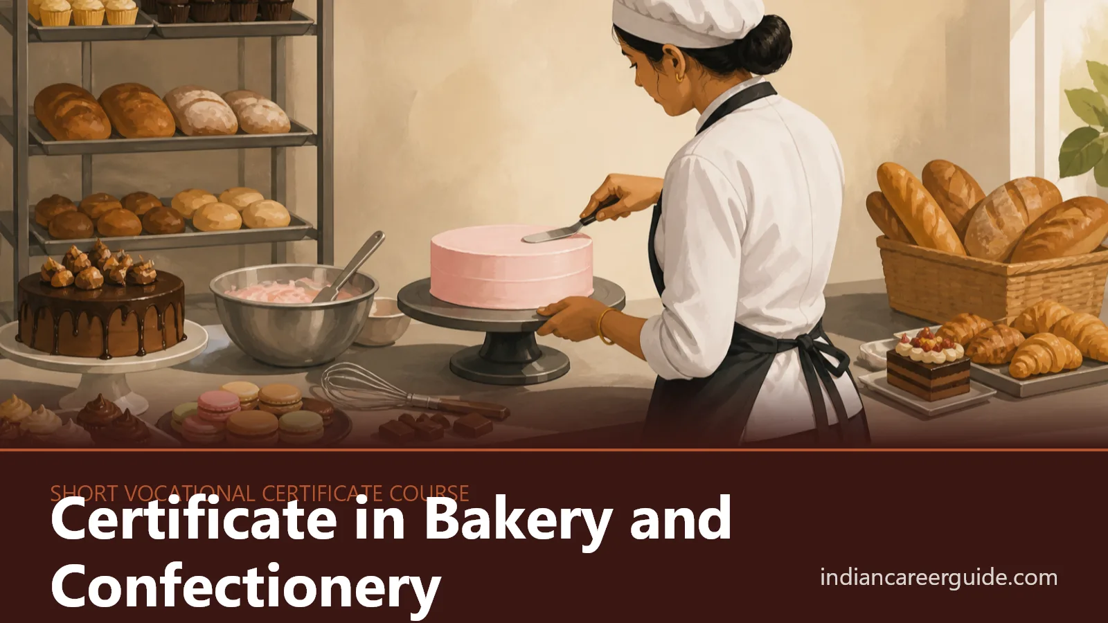 Hotel bakery kitchen where a trainee bakes bread trays for the Certificate in Bakery and Confectionery.