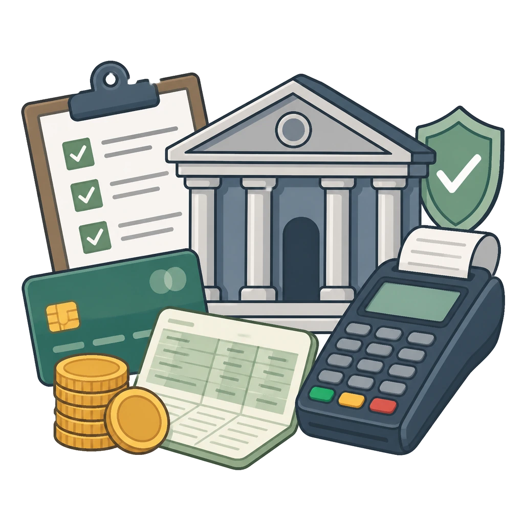 Banking and Financial Services trainee checking account forms with a customer at a desk.
