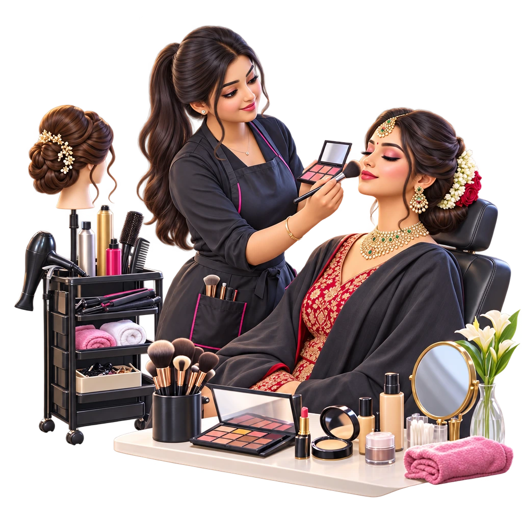 Makeup brushes, comb, hairdryer, skincare jars and manicure tools used in Certificate in Beauty and Wellness.