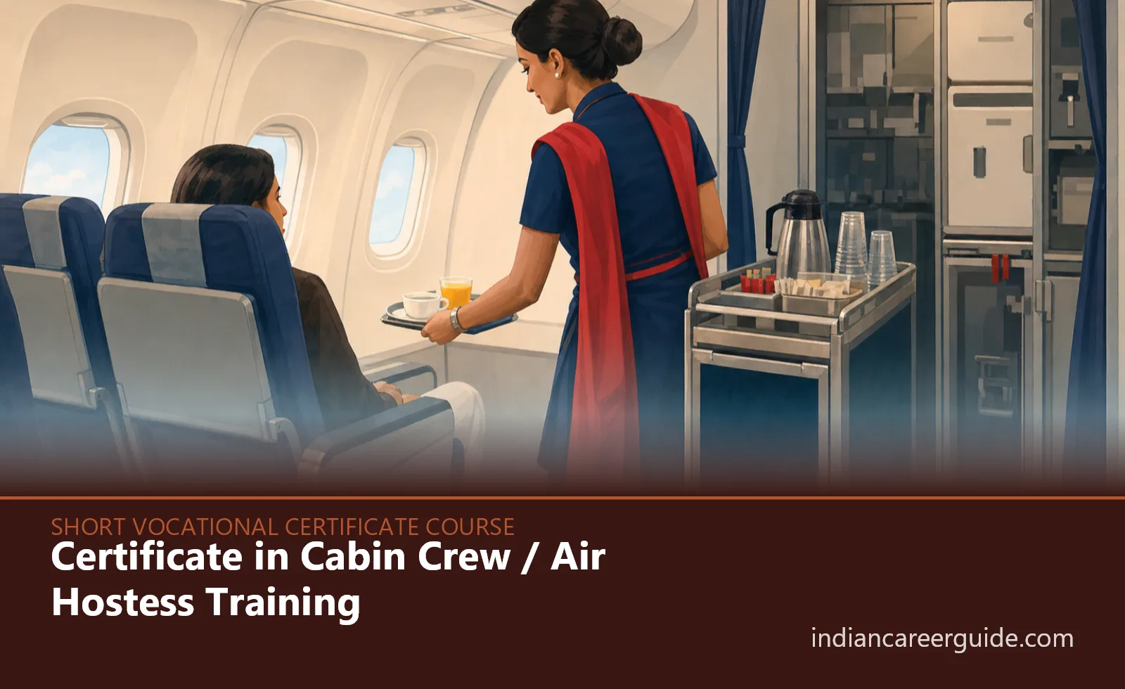 Aircraft cabin mock-up where a Certificate in Cabin Crew / Air Hostess Training trainee checks passenger seats.